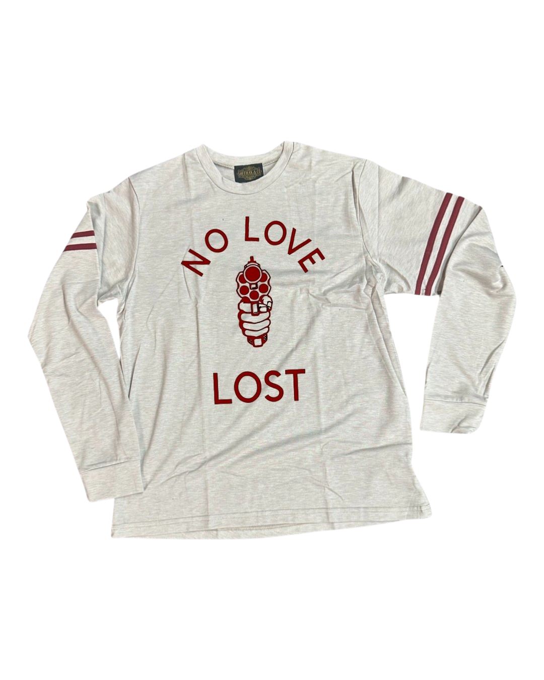 No Love Lost Statement on Long Sleeve Stapped Arm Sweatshirt by Sheehan&co - Sheehan and Co.