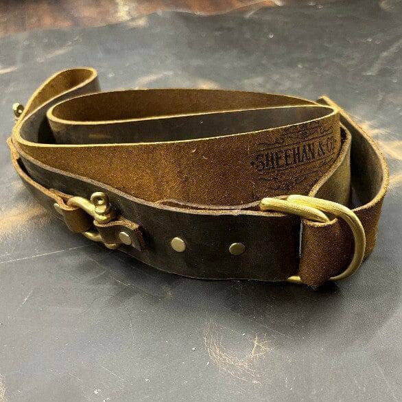 Brass Closure Oil Tan Leather Belt - Sheehan and Co.