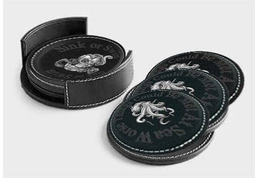 Nautical Inspired Leather Engraved Coaster Set - The Perfect Gift for Man Cave Enthusiasts | Sheehan & Co - Sheehan and Co.