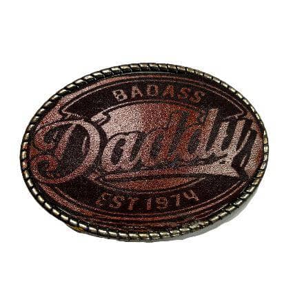 Badass Daddy Engraved Leather Inset Belt Buckle - Sheehan and Co.