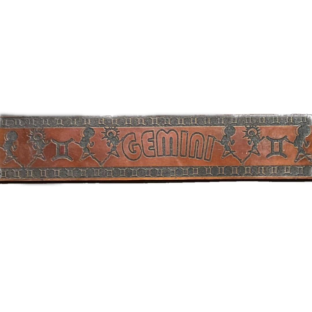 Gemini Zodiac Engraved Belt - Sheehan and Co.