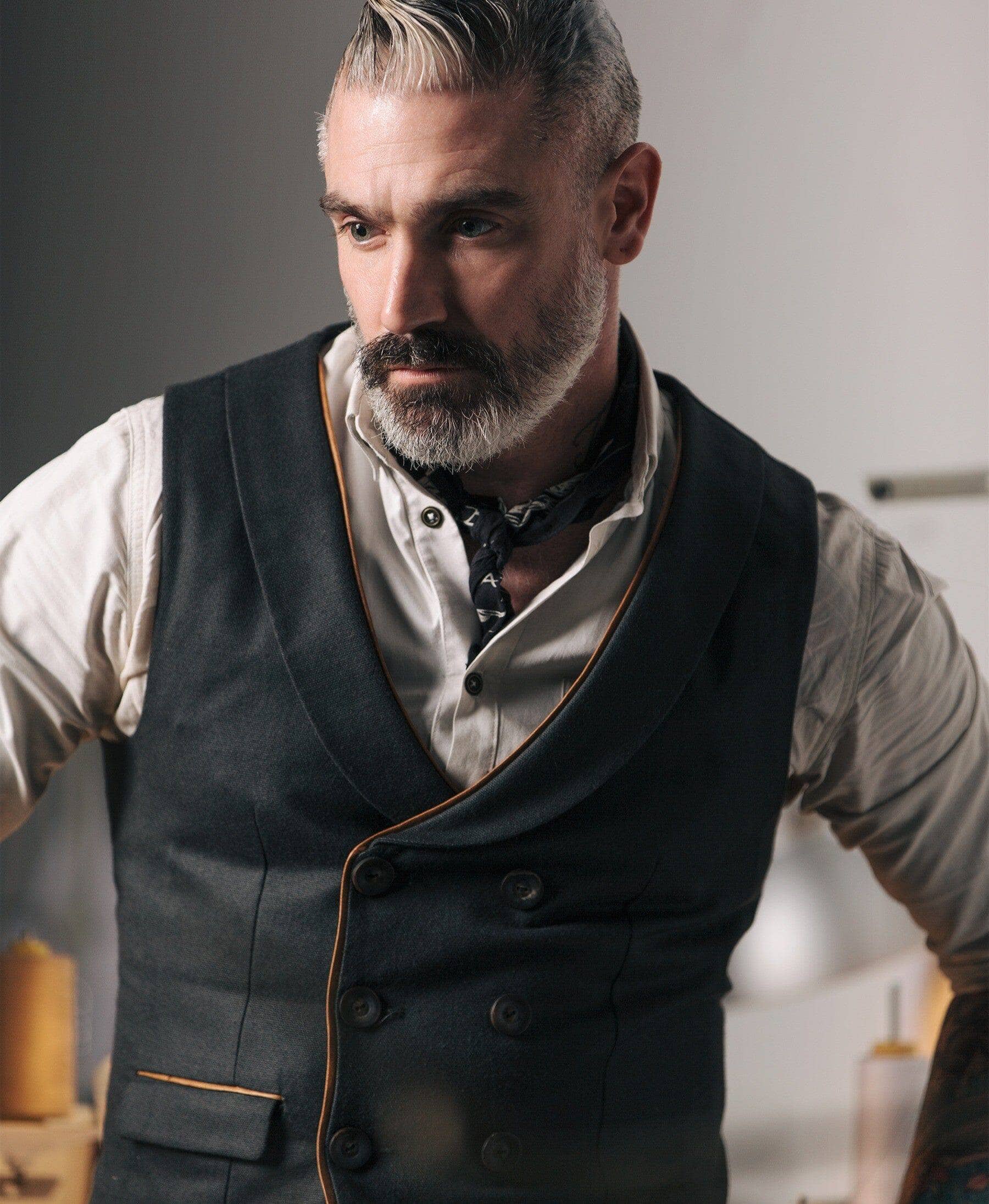 Double Breasted Shawl Collar WaistCoat Made to Measure - Sheehan and Co.